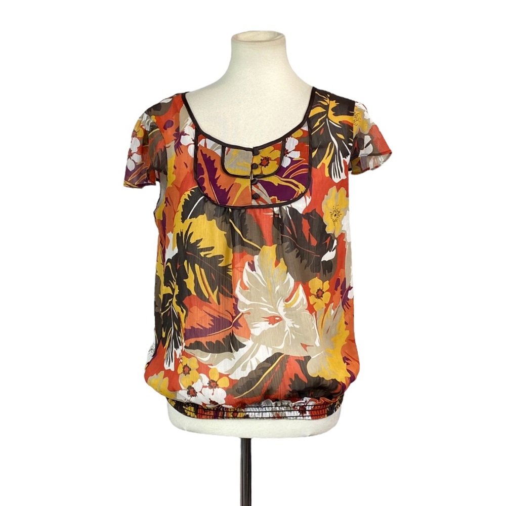 Woman’s Apt 9 floral tropical blouse size L